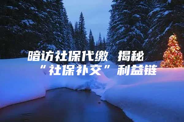 暗访社保代缴 揭秘“社保补交”利益链