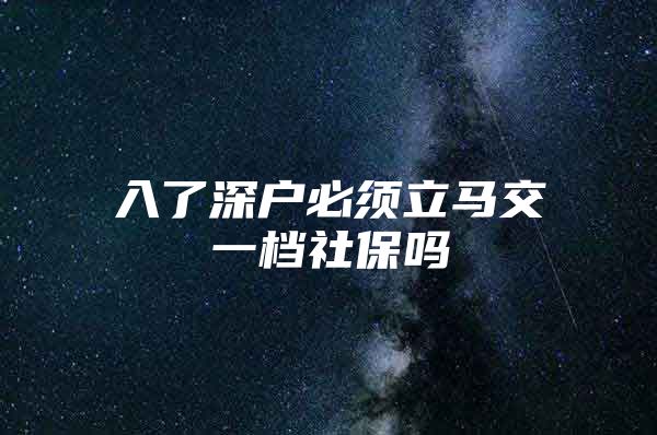 入了深户必须立马交一档社保吗