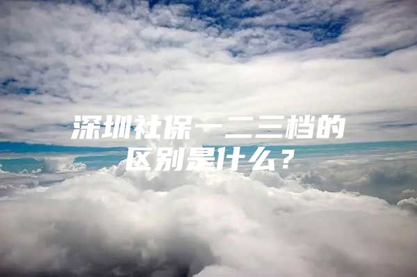 深圳社保一二三档的区别是什么？