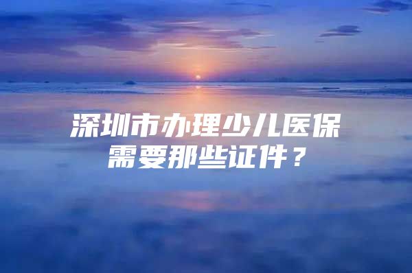 深圳市办理少儿医保需要那些证件？