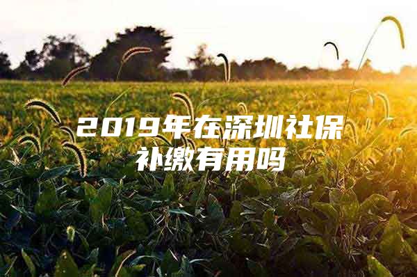 2019年在深圳社保补缴有用吗