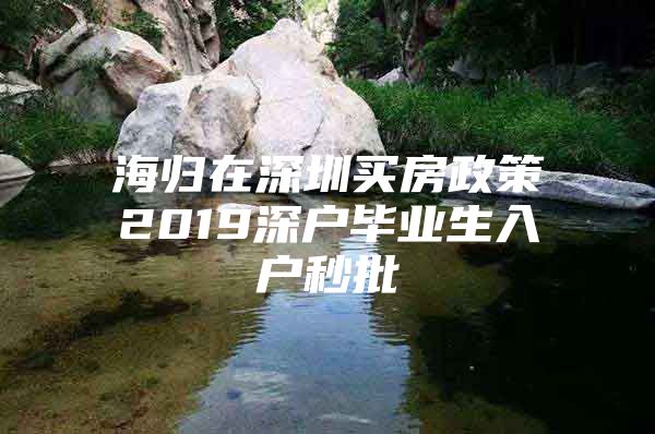 海归在深圳买房政策2019深户毕业生入户秒批