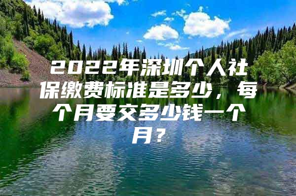 2022年深圳个人社保缴费标准是多少，每个月要交多少钱一个月？