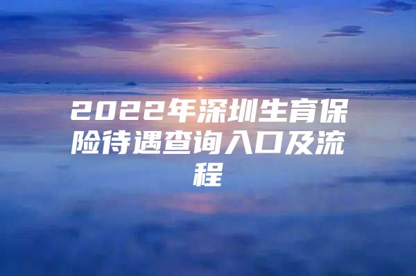 2022年深圳生育保险待遇查询入口及流程