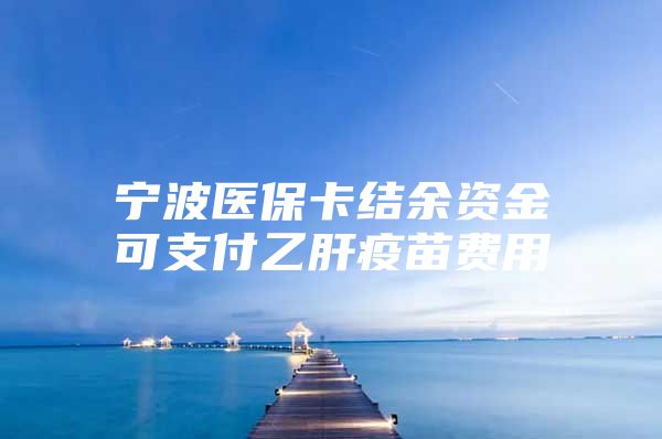 宁波医保卡结余资金可支付乙肝疫苗费用