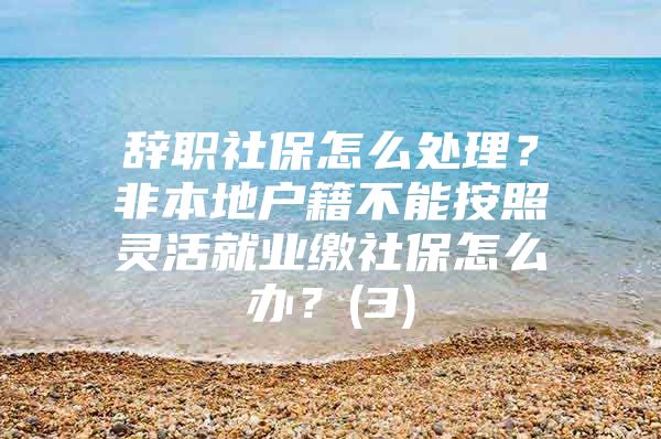 辞职社保怎么处理？非本地户籍不能按照灵活就业缴社保怎么办？(3)