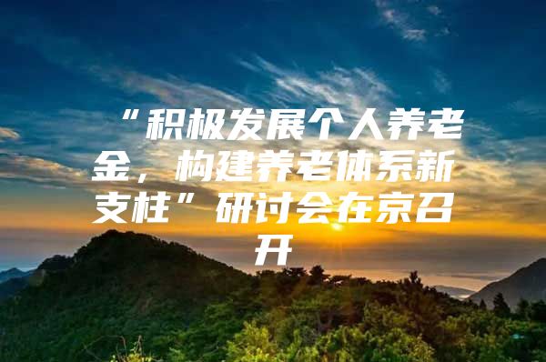 “积极发展个人养老金，构建养老体系新支柱”研讨会在京召开