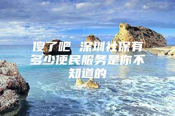 傻了吧 深圳社保有多少便民服务是你不知道的