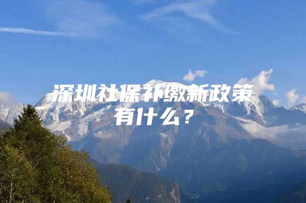 深圳社保补缴新政策有什么？