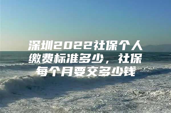 深圳2022社保个人缴费标准多少，社保每个月要交多少钱