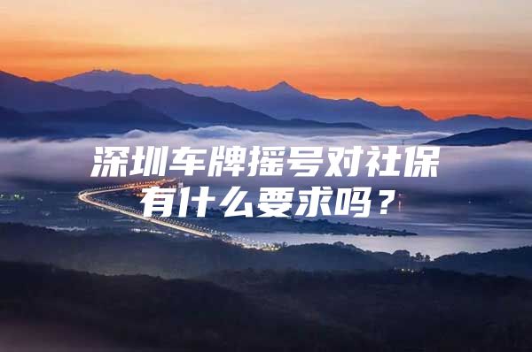 深圳车牌摇号对社保有什么要求吗？