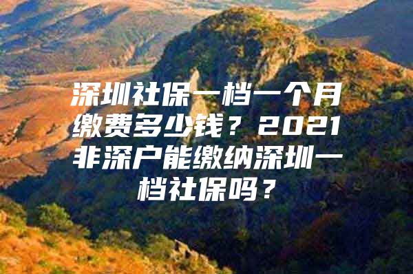 深圳社保一档一个月缴费多少钱？2021非深户能缴纳深圳一档社保吗？