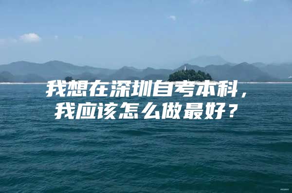 我想在深圳自考本科，我应该怎么做最好？