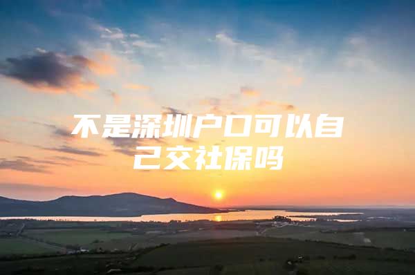 不是深圳户口可以自己交社保吗