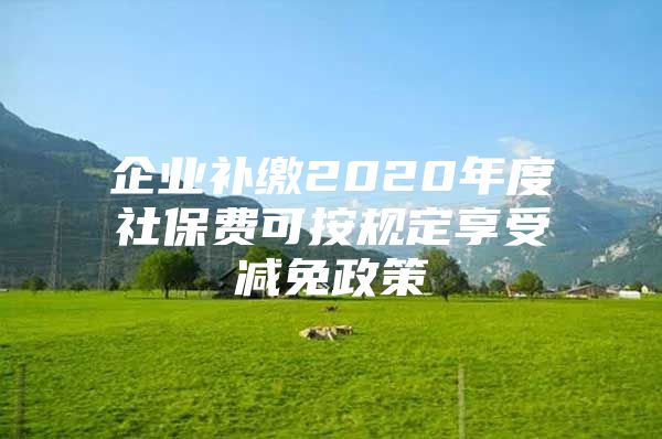 企业补缴2020年度社保费可按规定享受减免政策