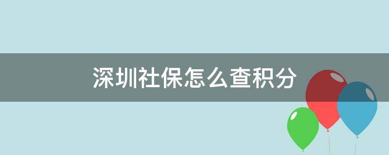 深圳社保怎么查积分