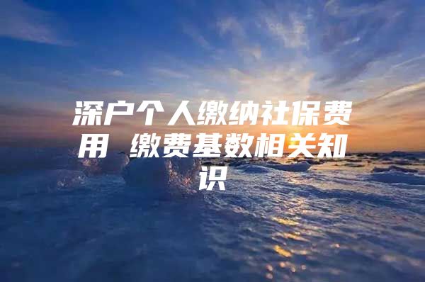 深户个人缴纳社保费用 缴费基数相关知识