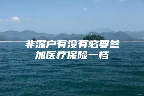 非深户有没有必要参加医疗保险一档