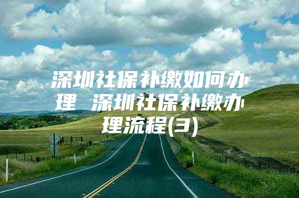 深圳社保补缴如何办理 深圳社保补缴办理流程(3)