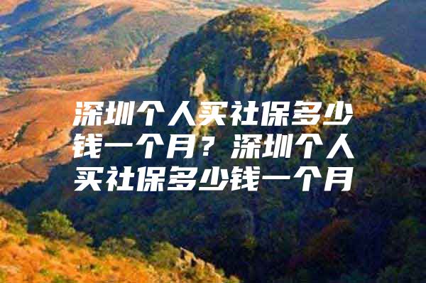 深圳个人买社保多少钱一个月？深圳个人买社保多少钱一个月