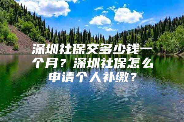 深圳社保交多少钱一个月？深圳社保怎么申请个人补缴？