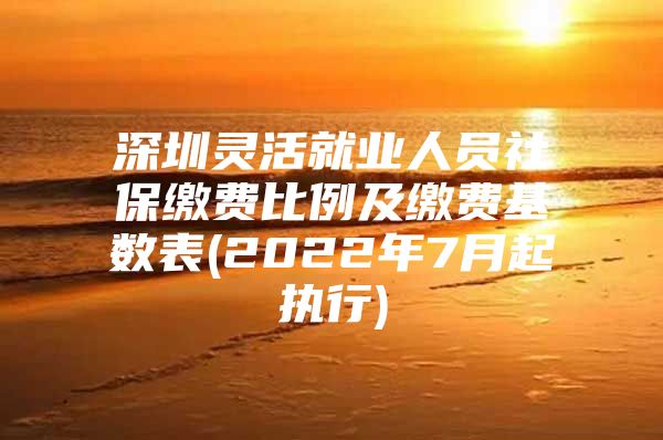 深圳灵活就业人员社保缴费比例及缴费基数表(2022年7月起执行)