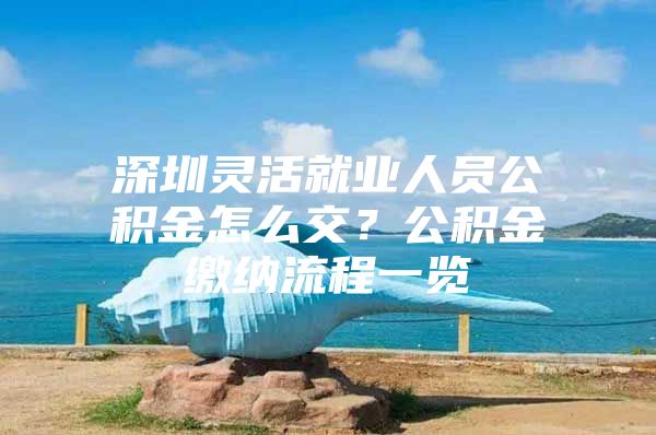 深圳灵活就业人员公积金怎么交？公积金缴纳流程一览