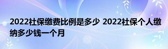 2022社保缴费比例是多少 2022社保个人缴纳多少钱一个月