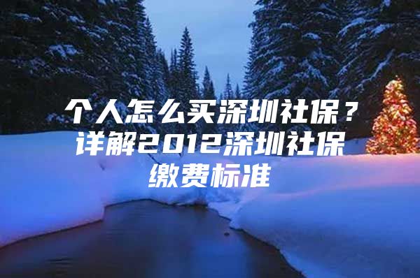 个人怎么买深圳社保？详解2012深圳社保缴费标准