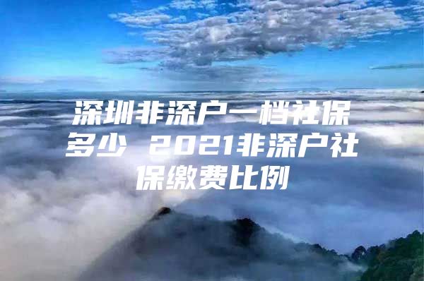 深圳非深户一档社保多少 2021非深户社保缴费比例