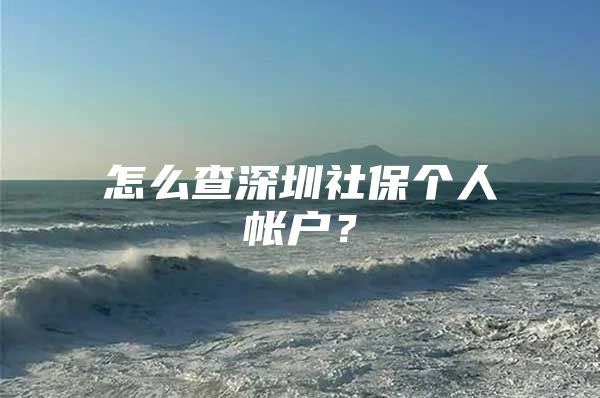 怎么查深圳社保个人帐户？