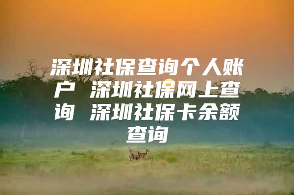 深圳社保查询个人账户 深圳社保网上查询 深圳社保卡余额查询