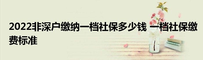 2022非深户缴纳一档社保多少钱 一档社保缴费标准