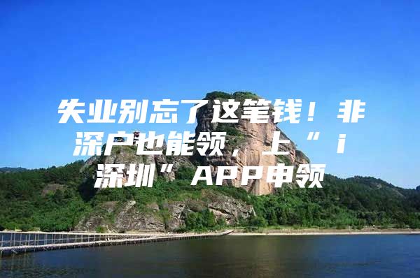 失业别忘了这笔钱！非深户也能领，上“ｉ深圳”APP申领