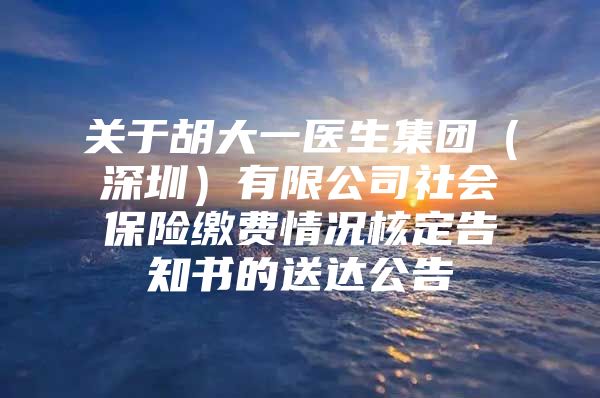 关于胡大一医生集团（深圳）有限公司社会保险缴费情况核定告知书的送达公告