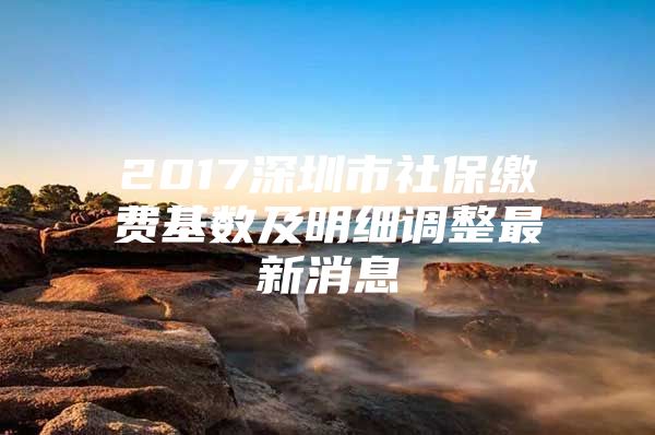 2017深圳市社保缴费基数及明细调整最新消息