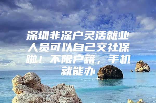 深圳非深户灵活就业人员可以自己交社保啦！不限户籍，手机就能办