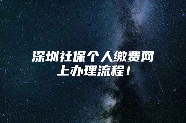 深圳社保个人缴费网上办理流程！