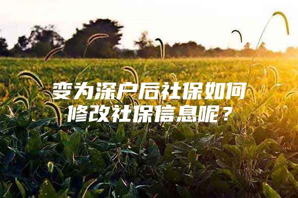 变为深户后社保如何修改社保信息呢？