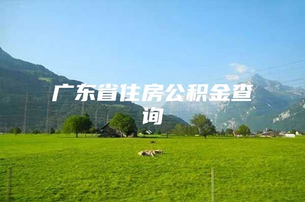 广东省住房公积金查询