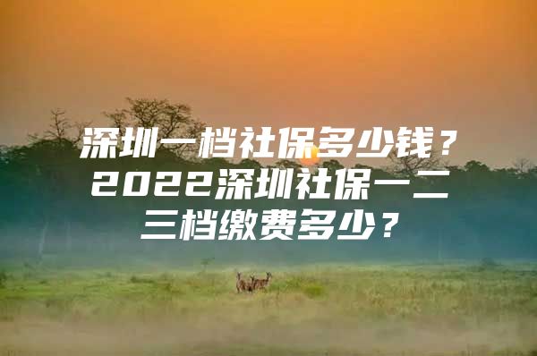 深圳一档社保多少钱？2022深圳社保一二三档缴费多少？