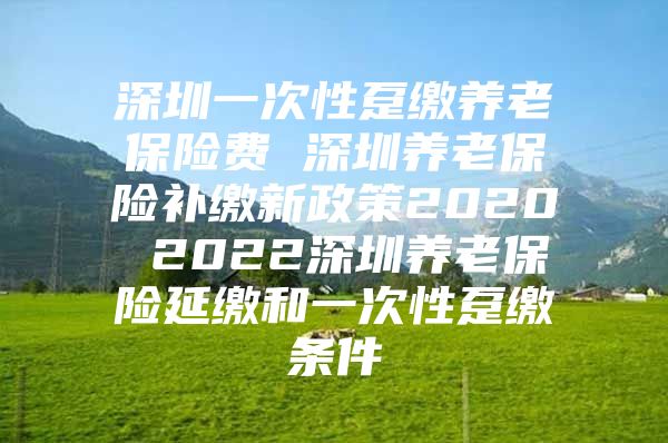 深圳一次性趸缴养老保险费 深圳养老保险补缴新政策2020 2022深圳养老保险延缴和一次性趸缴条件