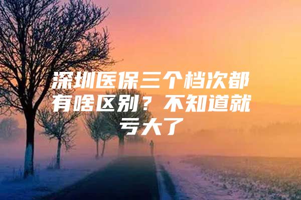 深圳医保三个档次都有啥区别？不知道就亏大了