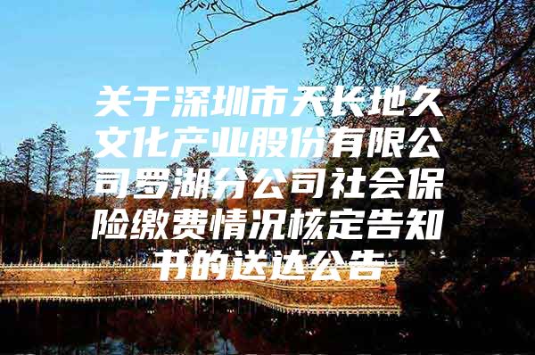 关于深圳市天长地久文化产业股份有限公司罗湖分公司社会保险缴费情况核定告知书的送达公告