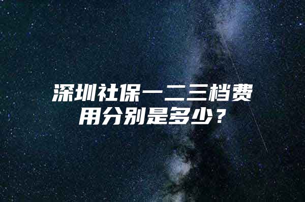 深圳社保一二三档费用分别是多少？