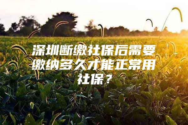 深圳断缴社保后需要缴纳多久才能正常用社保？