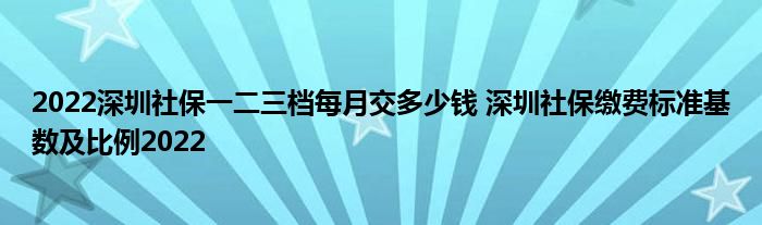 2022深圳社保一二三档每月交多少钱 深圳社保缴费标准基数及比例2022