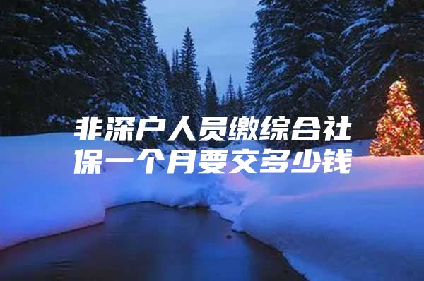 非深户人员缴综合社保一个月要交多少钱