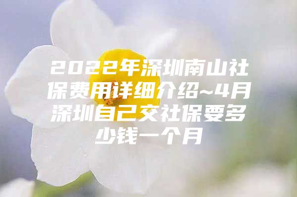 2022年深圳南山社保费用详细介绍~4月深圳自己交社保要多少钱一个月