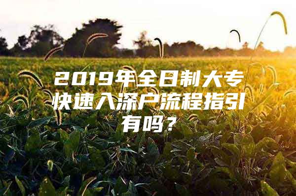 2019年全日制大专快速入深户流程指引有吗？